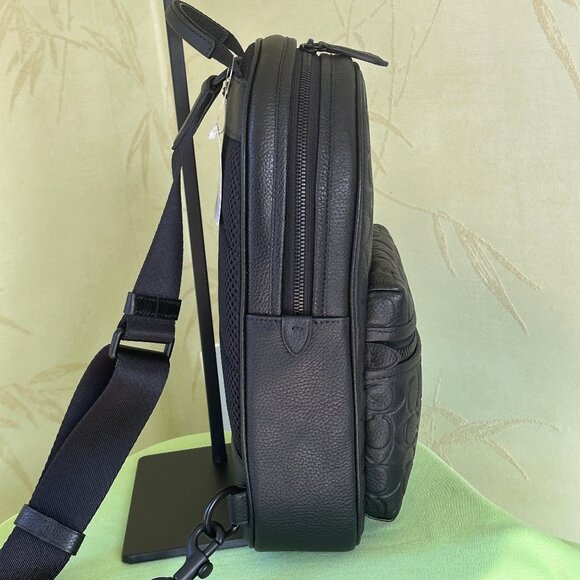 COACH CHARTER PACK IN SIGNATURE LEATHER:NWT BLACK CP116 Retail:$450 - Picture 5 of 15